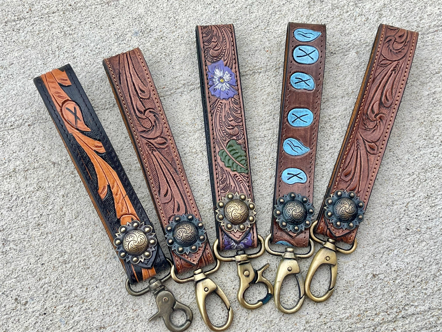 Tooled Leather Keychain
