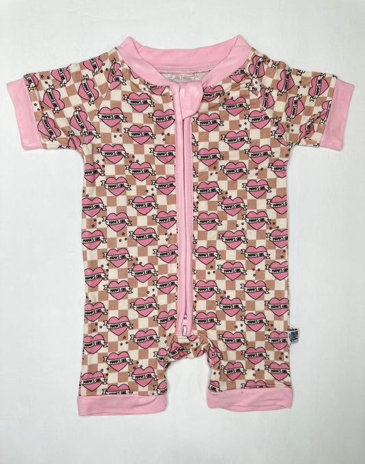 Checkered Mama's Girl Bamboo Shortie Romper (FINAL SALE)