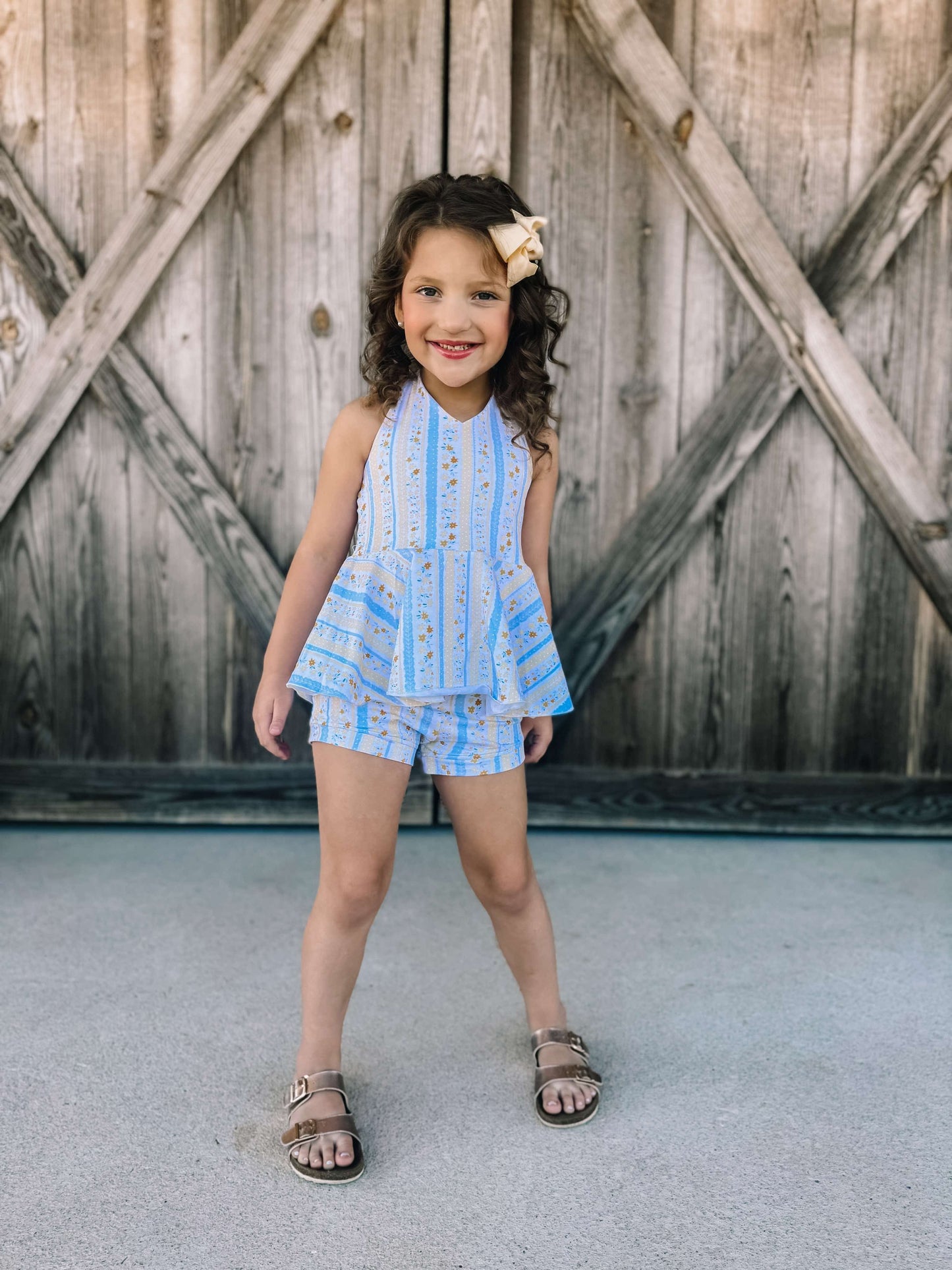 Yellow Floral Peplum Set (FINAL SALE)