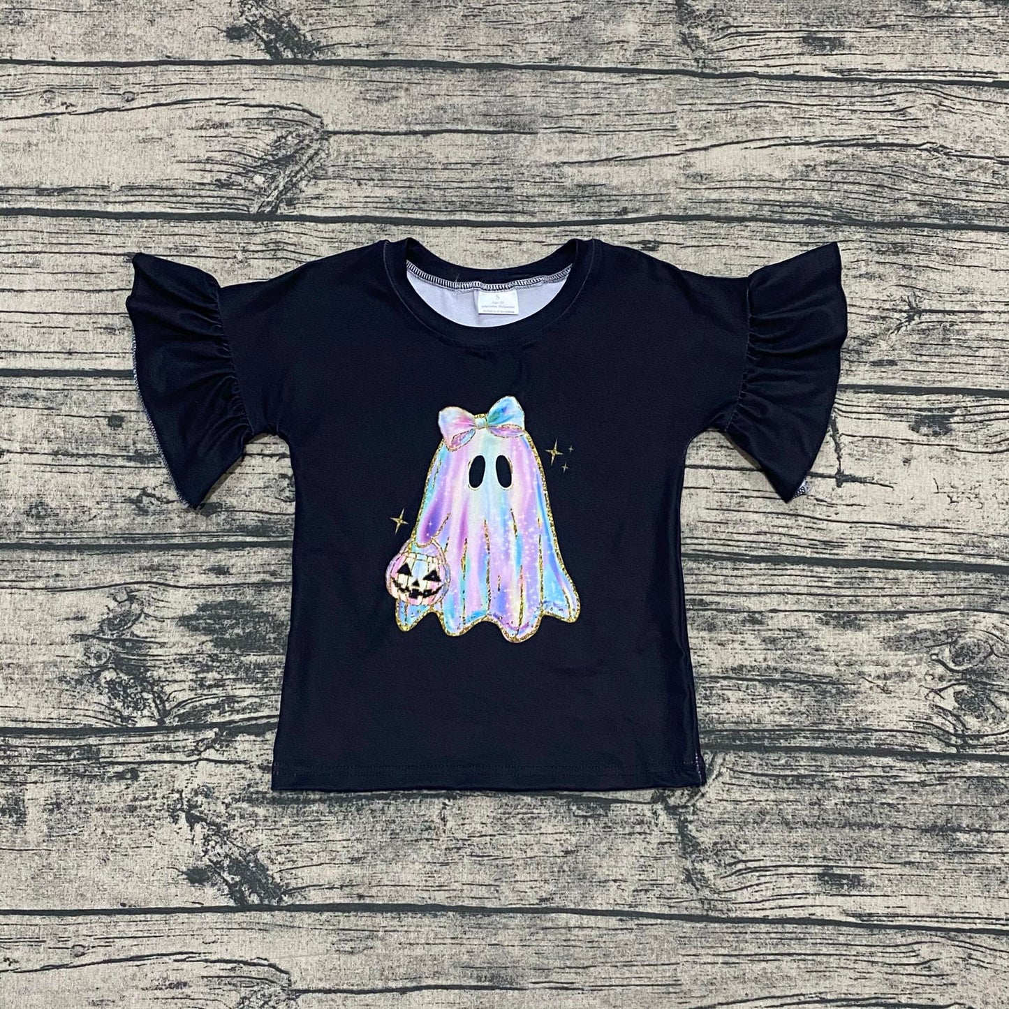 Iridescent Ghost ruffle top