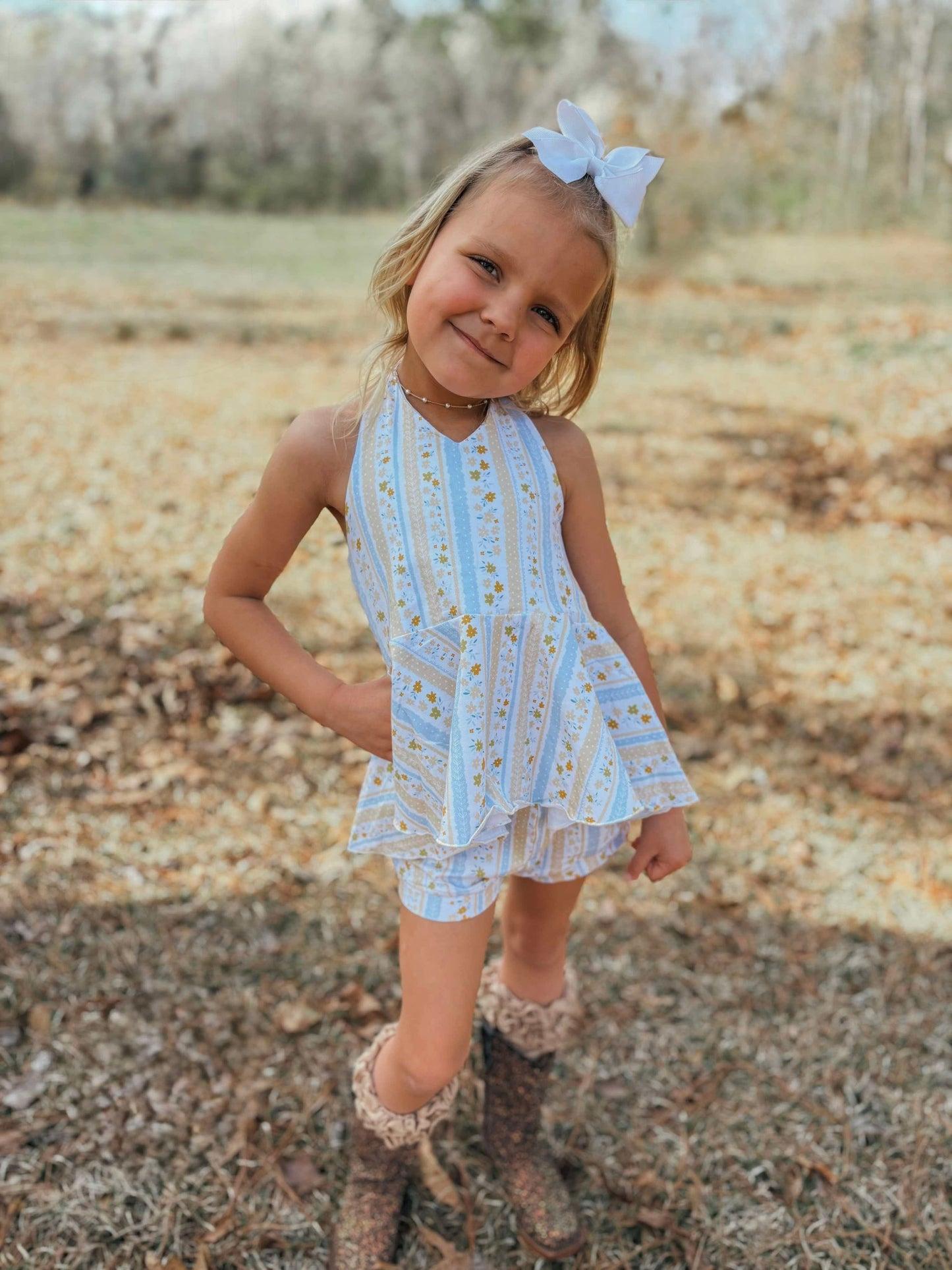 Yellow Floral Peplum Set (FINAL SALE)