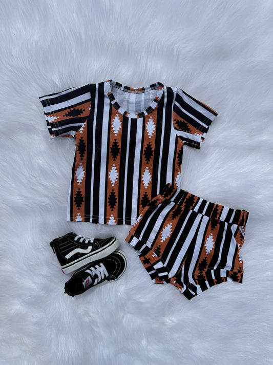 Brown Aztec Short Set (FINAL SALE)