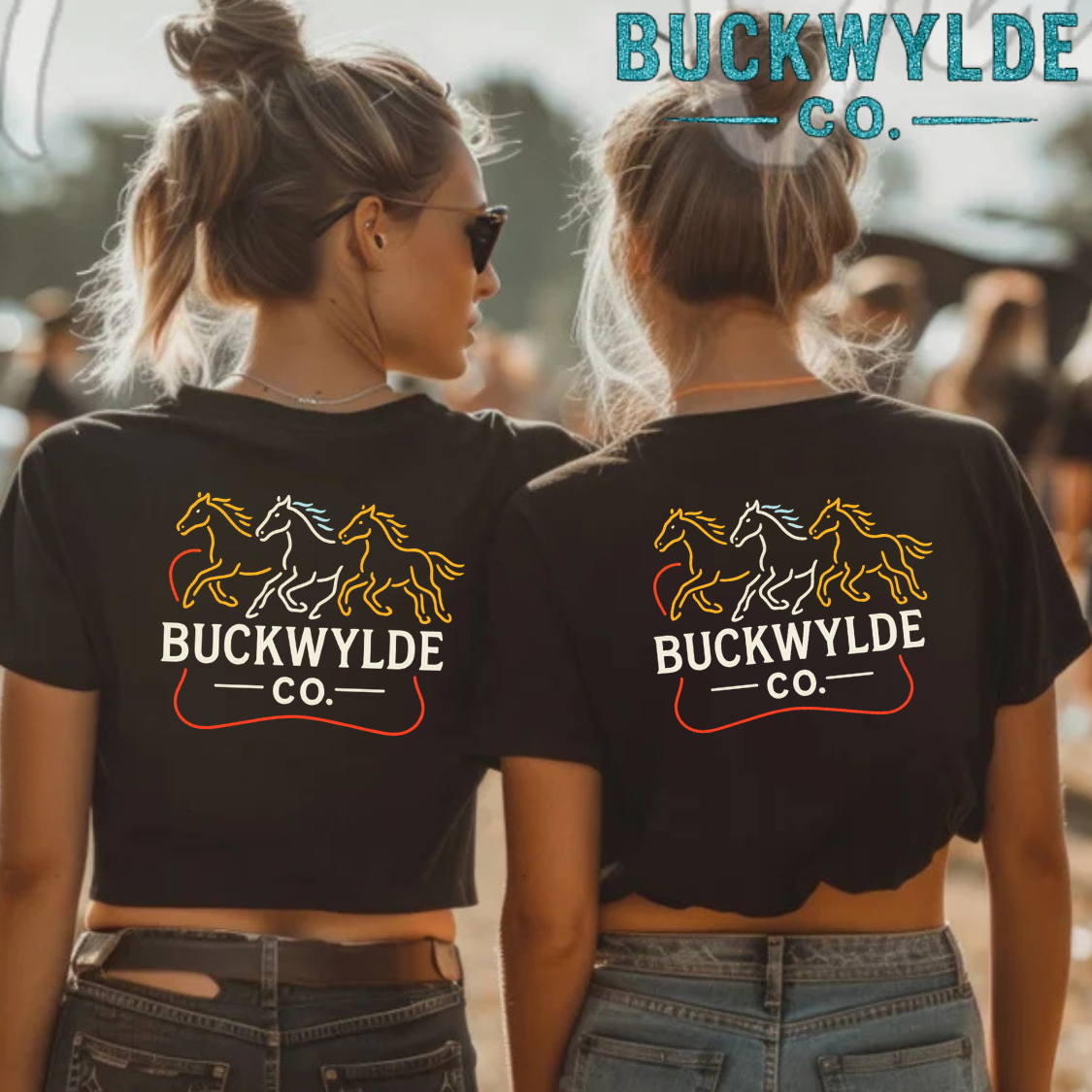 Buckwylde Neon Stampede Womens Cropped Tee