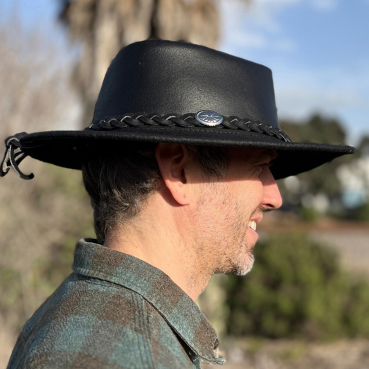 Leather Rancher Hat | Cowboy Hat- Black