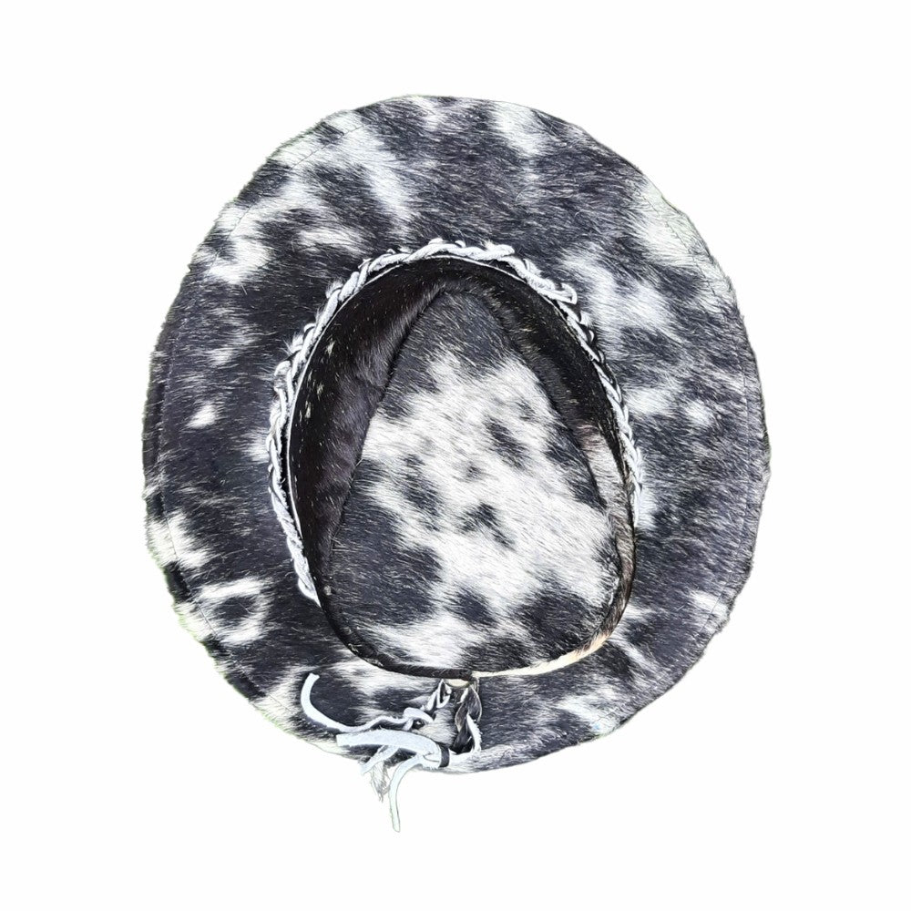 Cowhide Rancher Cowboy Hat - Black & White