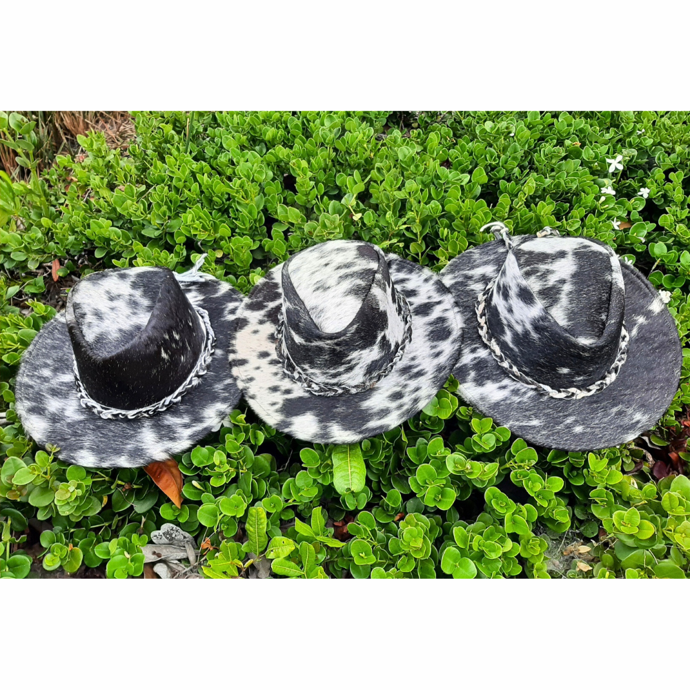 Cowhide Rancher Cowboy Hat - Black & White