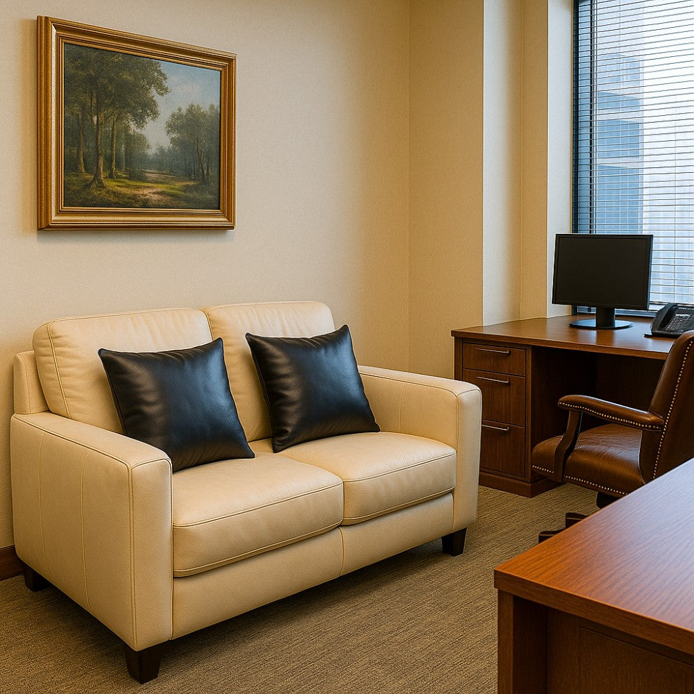 Genuine Leather Stuffed Accent Pillow – Made in Mexico