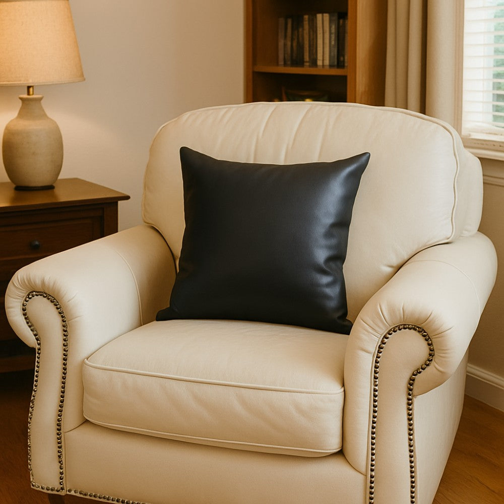 Genuine Leather Stuffed Accent Pillow – Made in Mexico