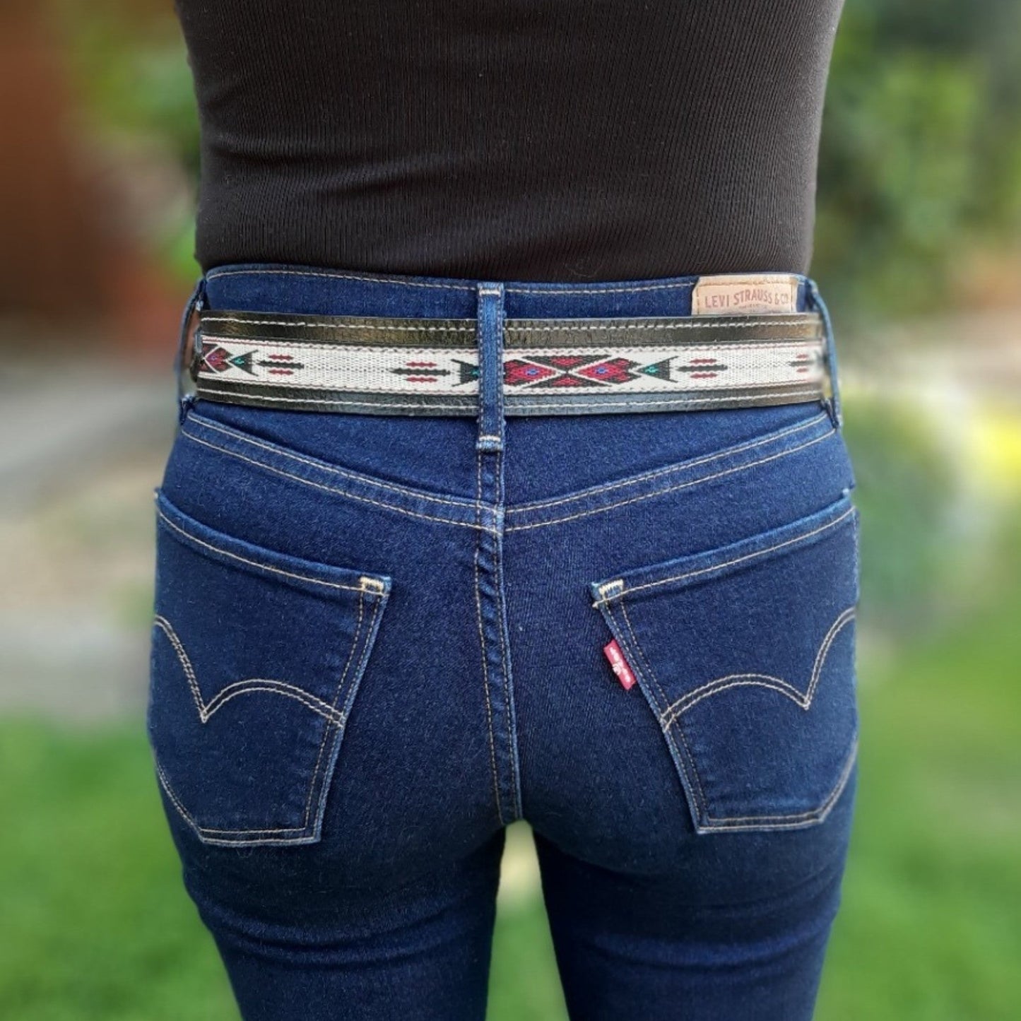 Western Leather Carved Belt - Aztec