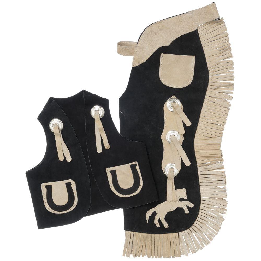 Horse Kids Chap and Vest Set Black Medium
