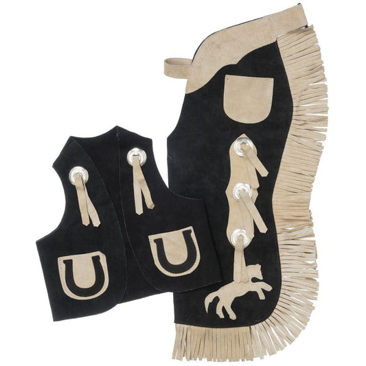 Horse Kids Chap and Vest Set Black Medium