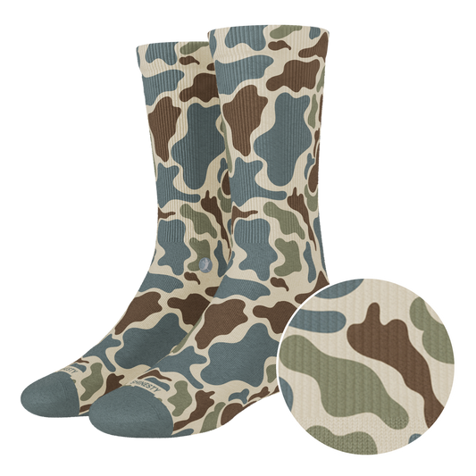 The Blender | Grey Duck Camo Heel Hammock™ Crew Socks
