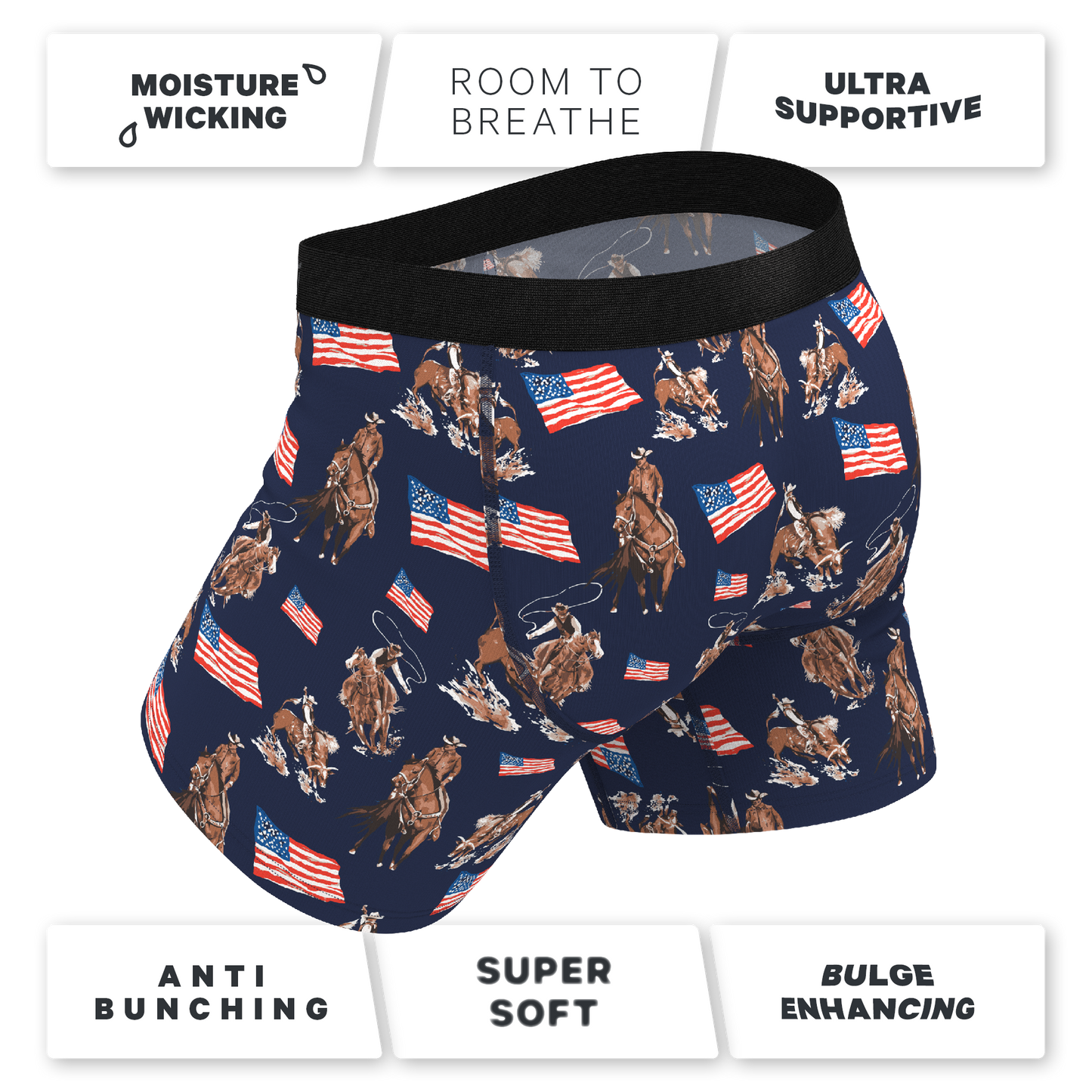 The Bootstraps & Chaps | Americana Cowboy Ball Hammock® Pouch Underwear With Fly