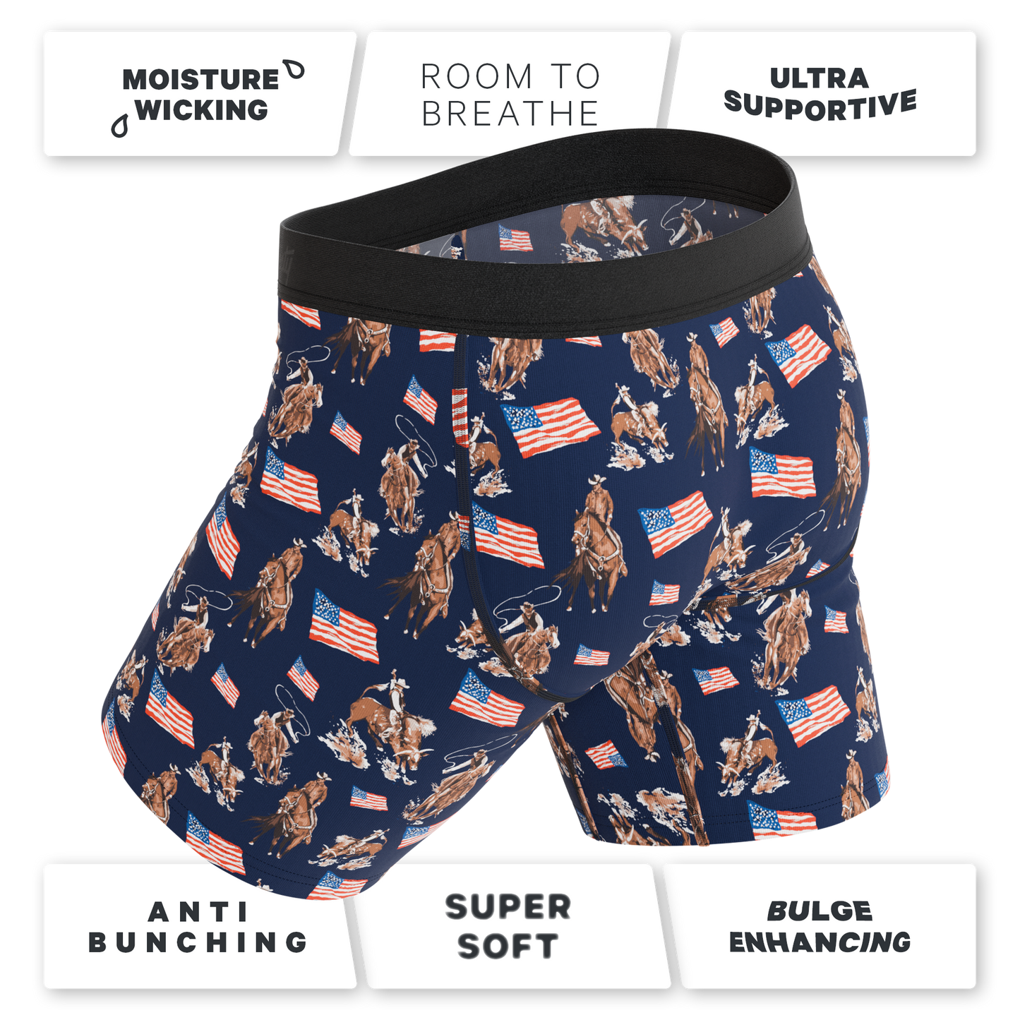 The Bootstraps & Chaps | Americana Cowboy Long Leg Ball Hammock® Pouch Underwear With Fly