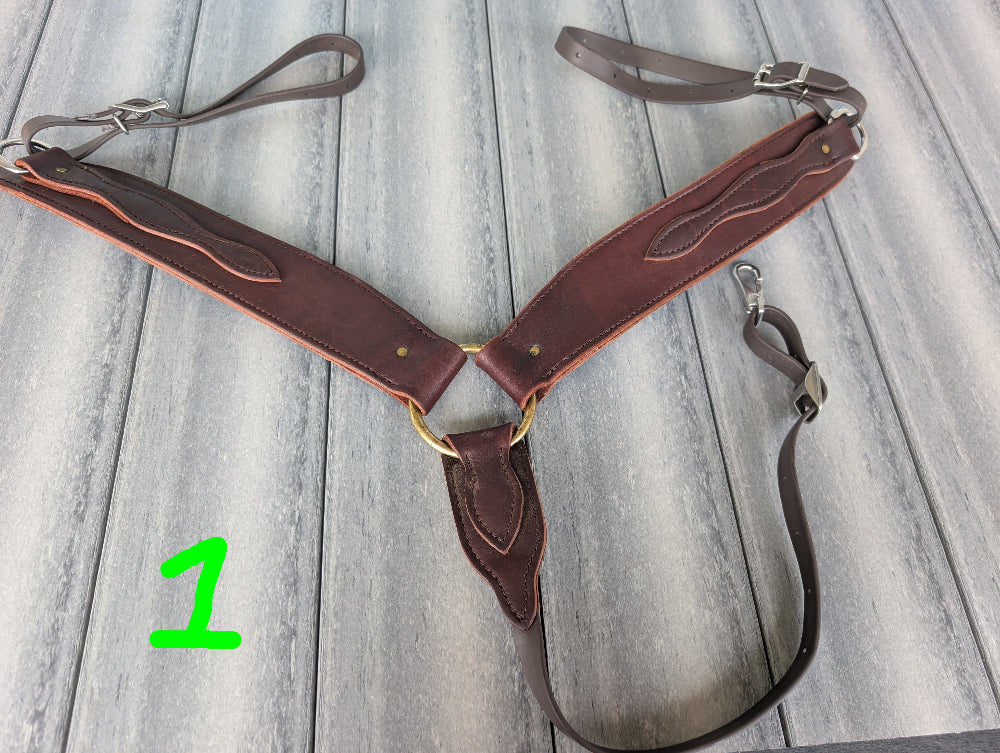 Genuine Leather Breast Collars – 3 Styles, USA-Made with Biothane Straps