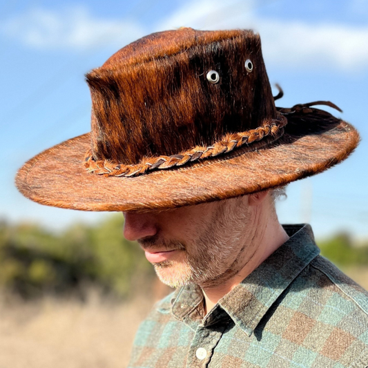 Cowhide Cowboy & Cowgirl Hat - Brown Brindle