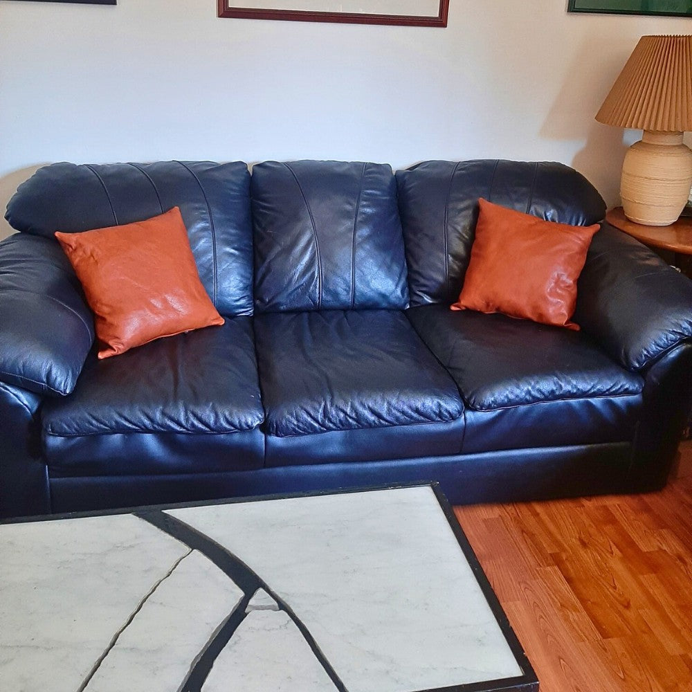 Genuine Leather Stuffed Accent Pillow – Made in Mexico