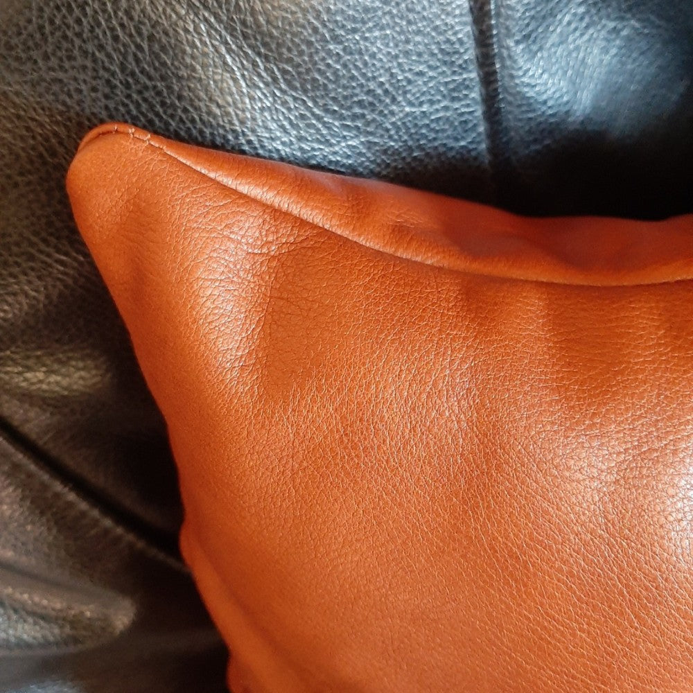 Genuine Leather Stuffed Accent Pillow – Made in Mexico