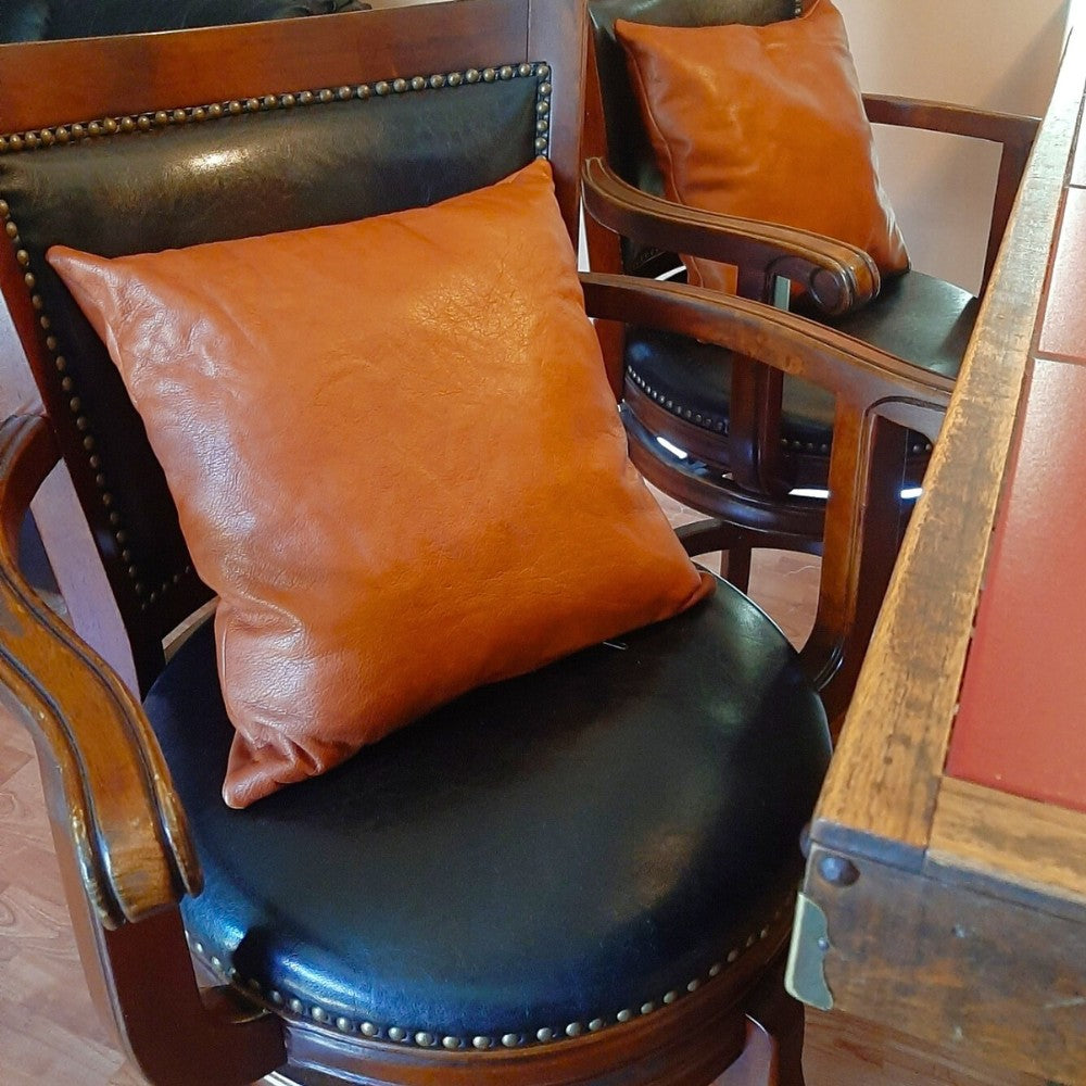 Genuine Leather Stuffed Accent Pillow – Made in Mexico