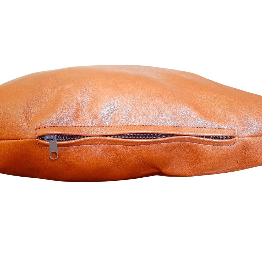 Genuine Leather Stuffed Accent Pillow – Made in Mexico