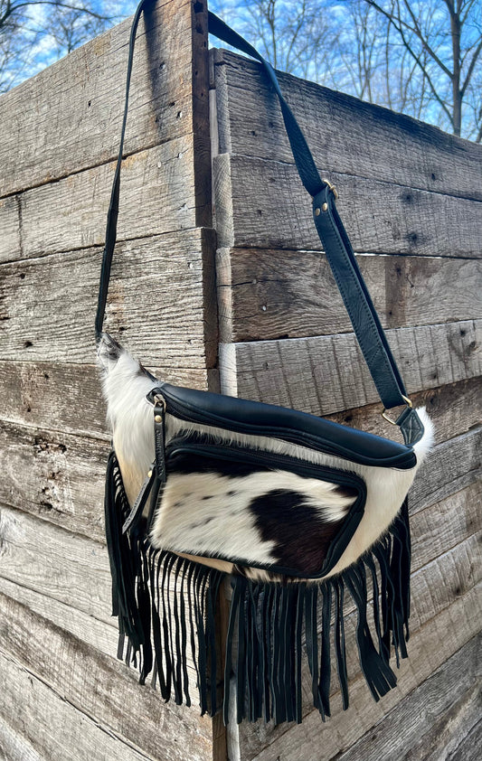 Cowhide Fringe Sling Bag