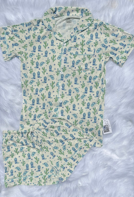 Wild West Cowboy Women's Bamboo Button Up PJ Set