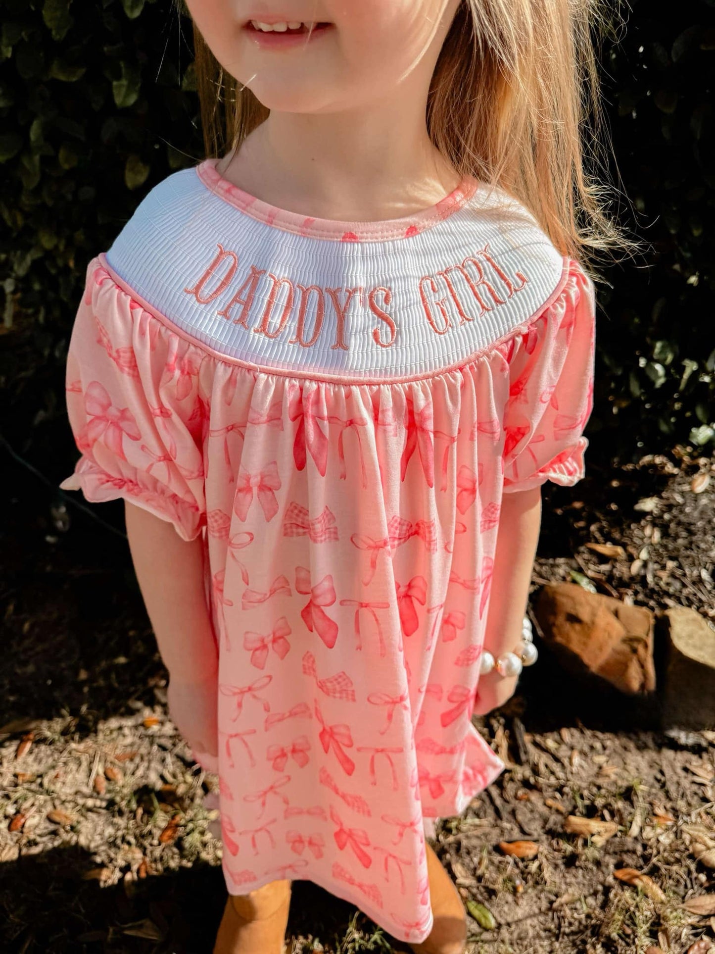 Smocked bows daddys girl Dress