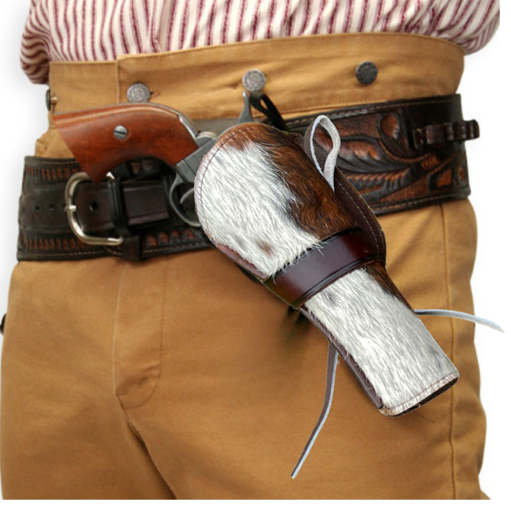 Cross Draw Western Holster | Real Cowhide - Patches