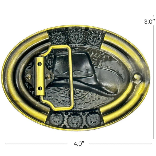 Cowboy Hat Design Turquoise Beaded Western Belt Buckle