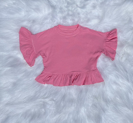 Bubblegum pink ruffle top
