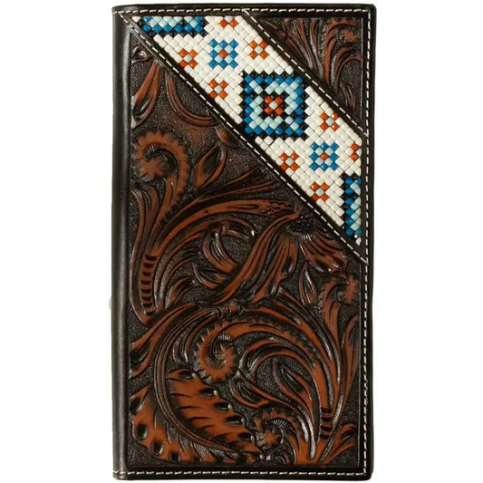 3D Resin Bead Inlay (Black / Brown) - Men's Rodeo Wallet