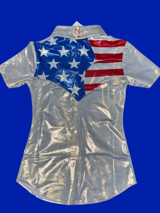 Girls Patriot Pearl Snap Jackpot Rodeo Shirt