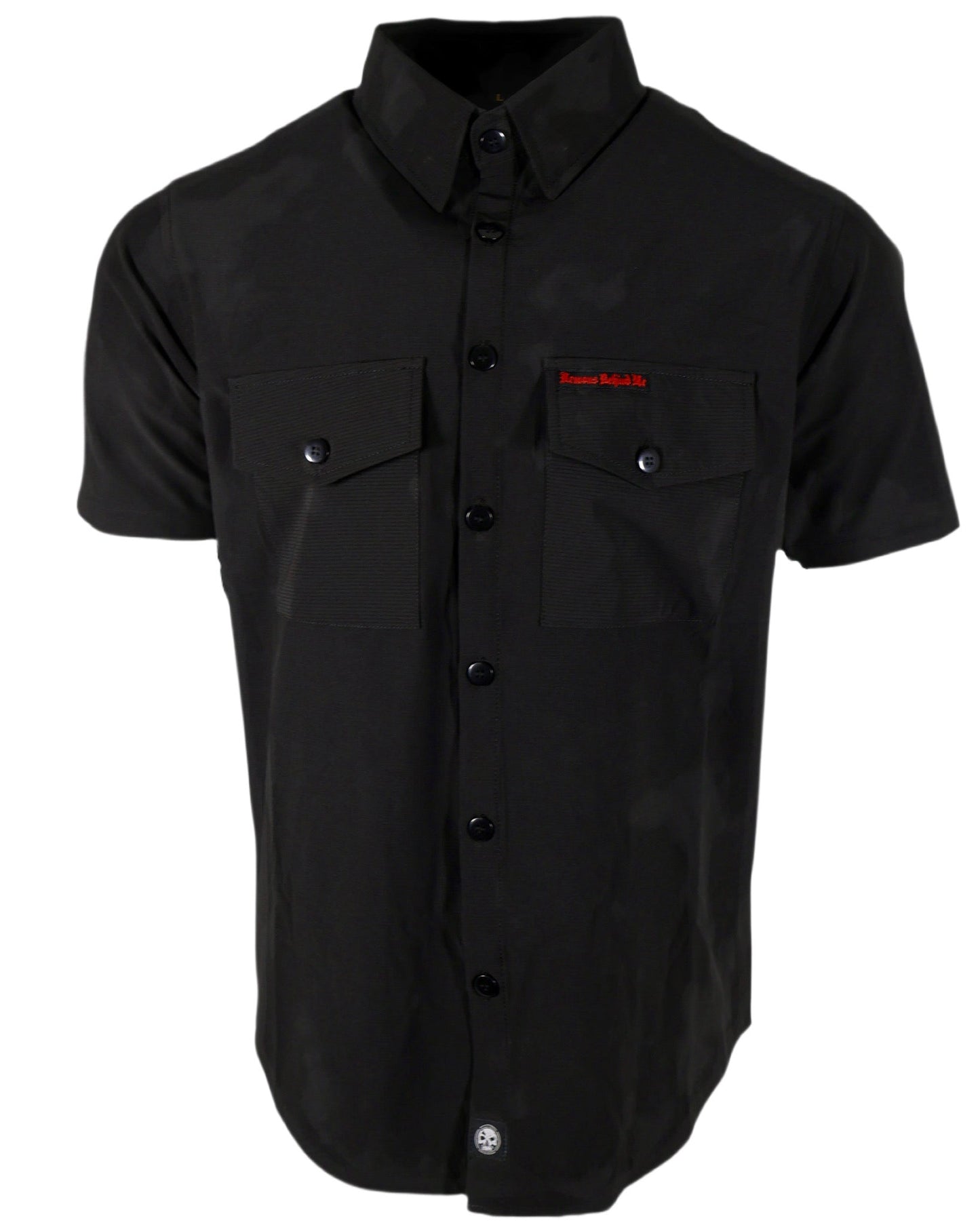 Performance Tech Black Hybrid Button Up Shirt (Hidden Snap Collars)