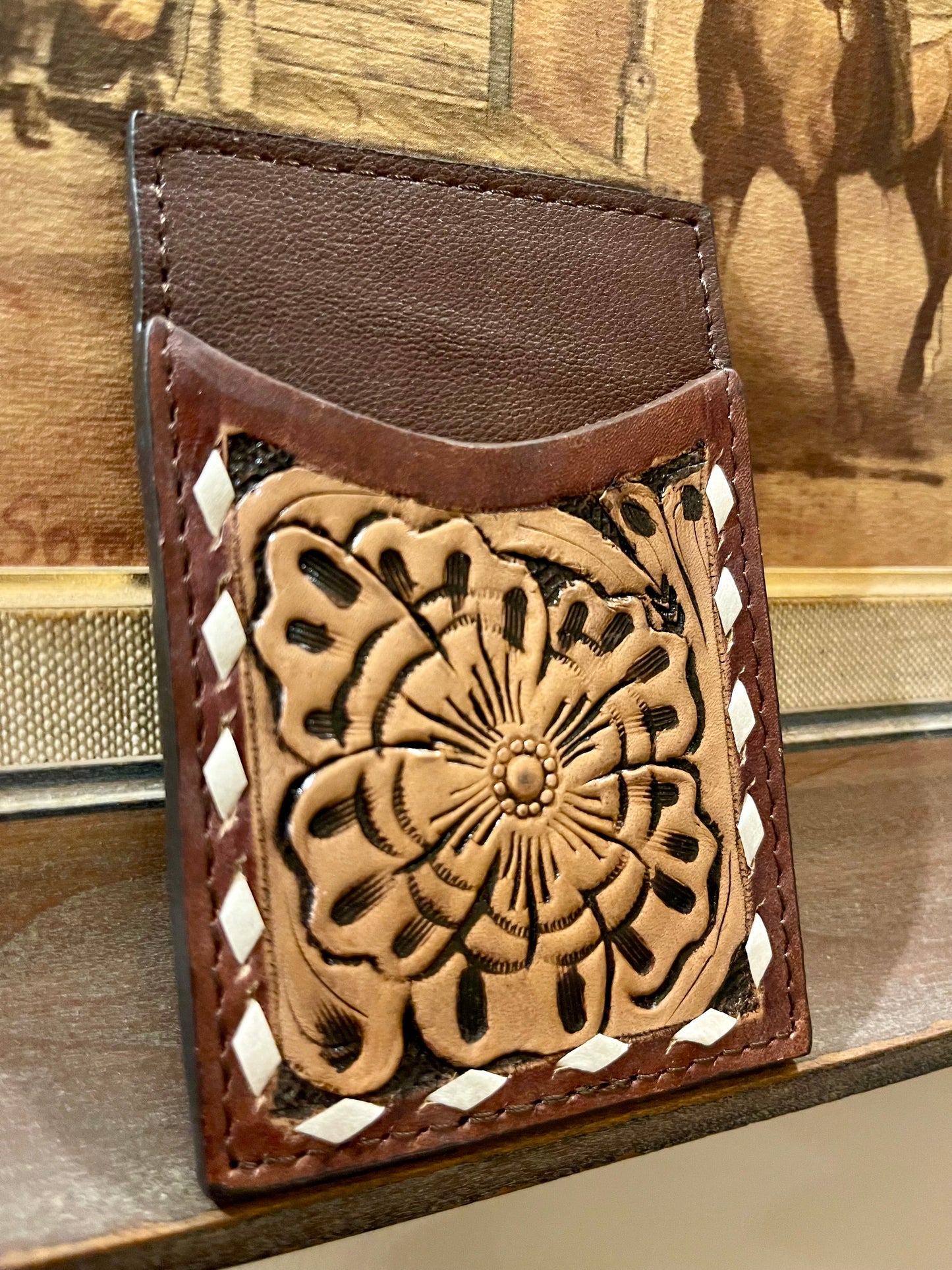 Tooled Leather Card Wallet