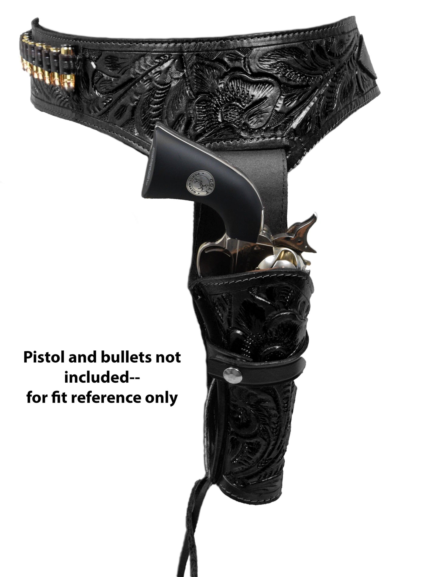 22 Caliber Revolver Leather Holster Belt - Black