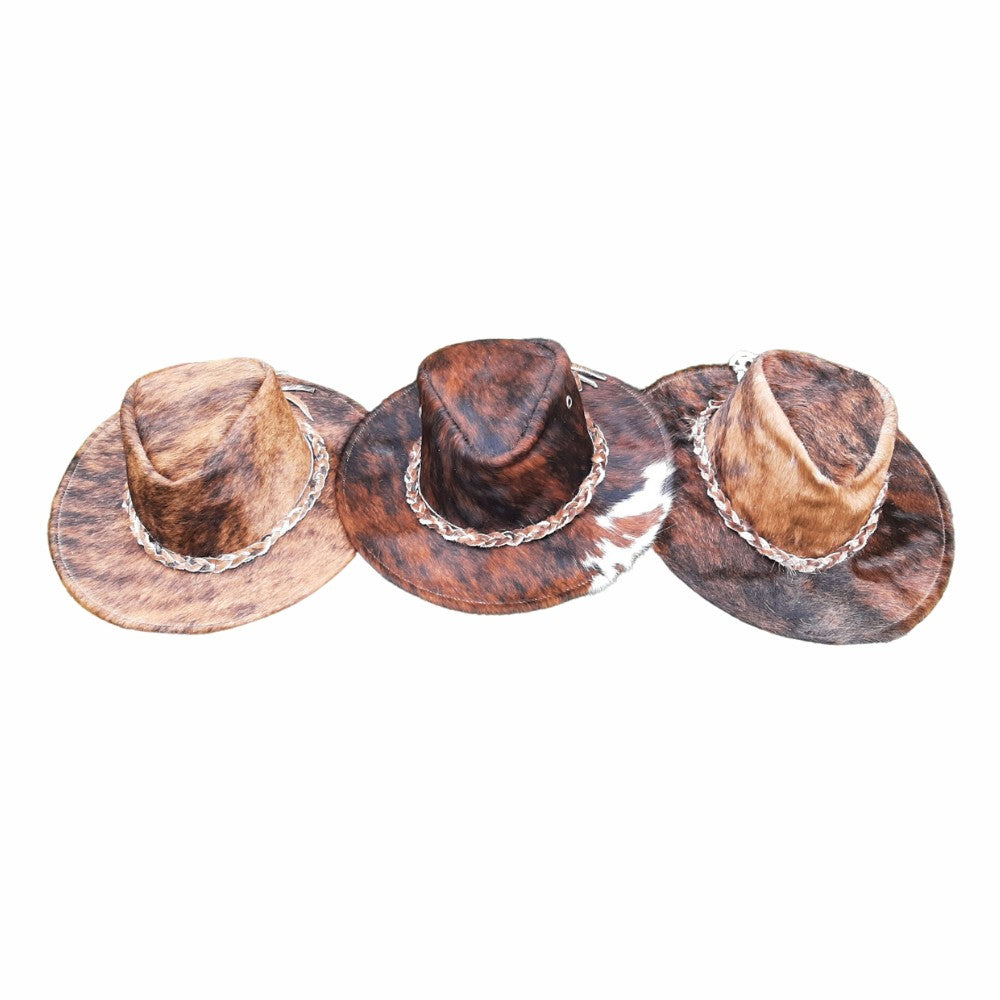 Cowhide Cowboy & Cowgirl Hat - Brown Brindle