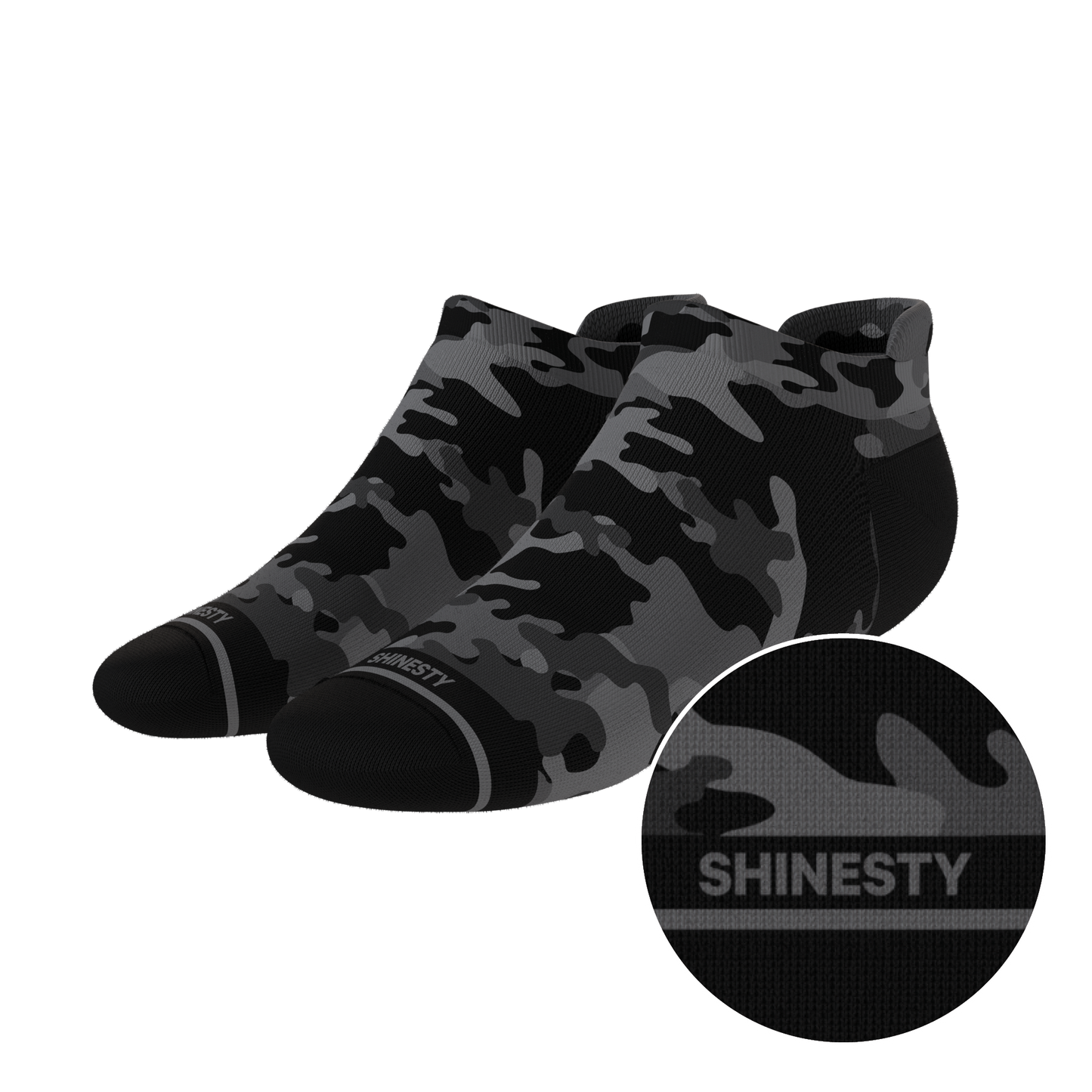 The Darkside | Black Camouflage Heel Hammock™ Ankle Socks