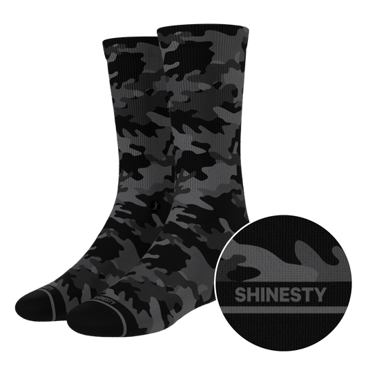 The Darkside | Black Camouflage Heel Hammock™ Crew Socks