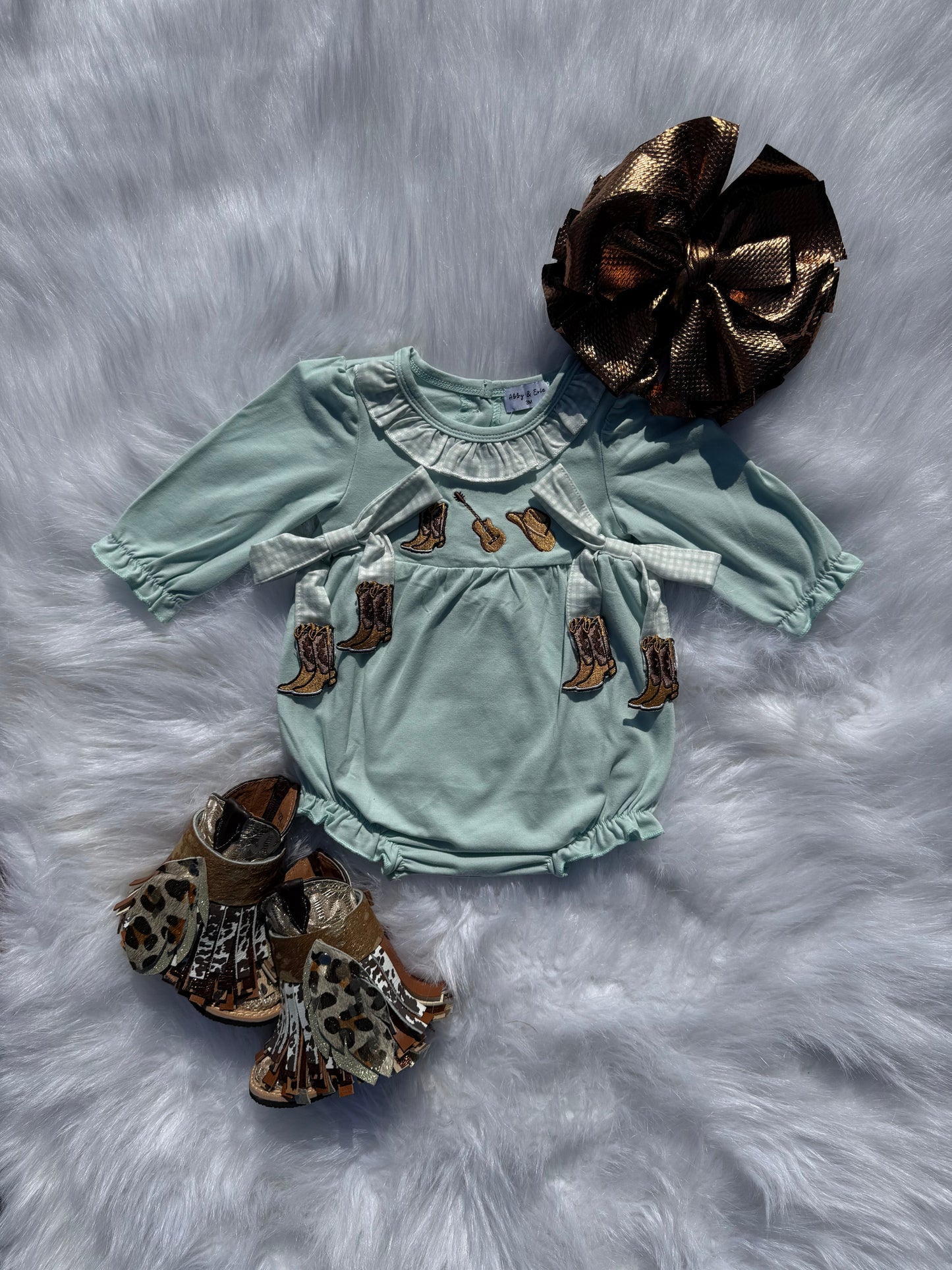 Boot scootin' Cutie smocked romper