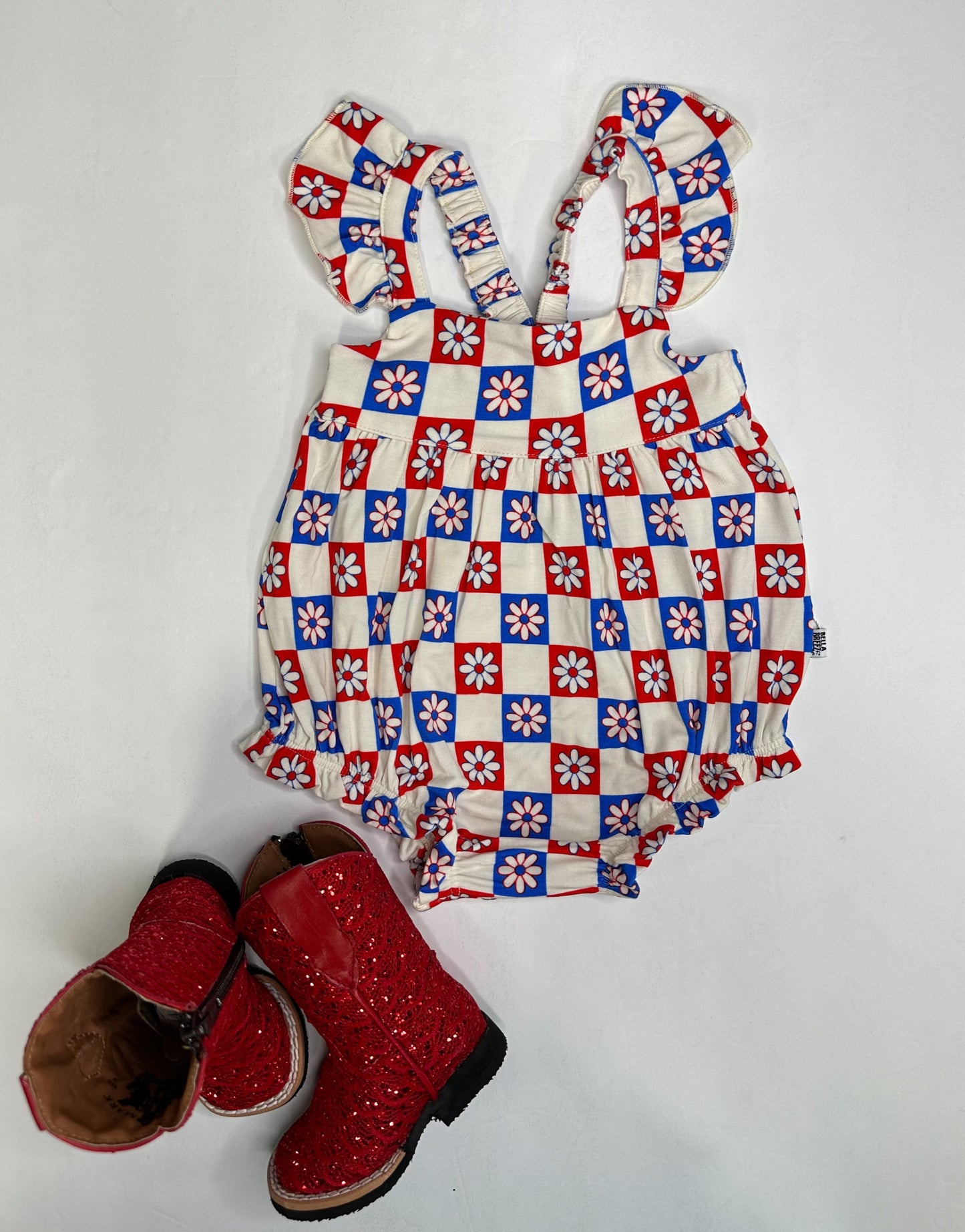 Patriotic Checkered Bamboo Romper (FINAL SALE)