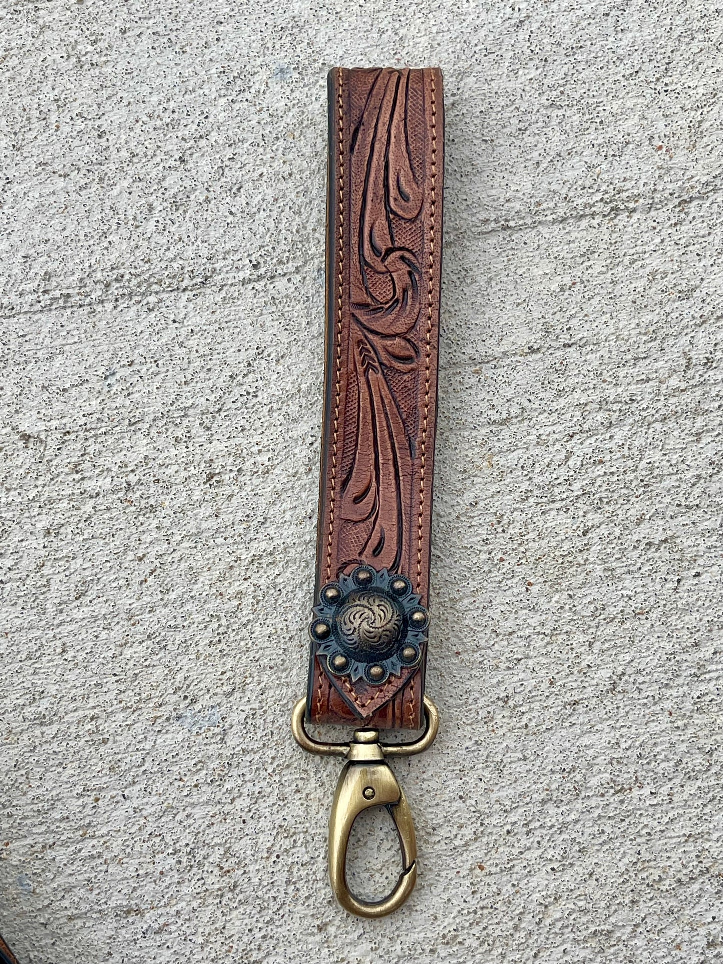 Tooled Leather Keychain