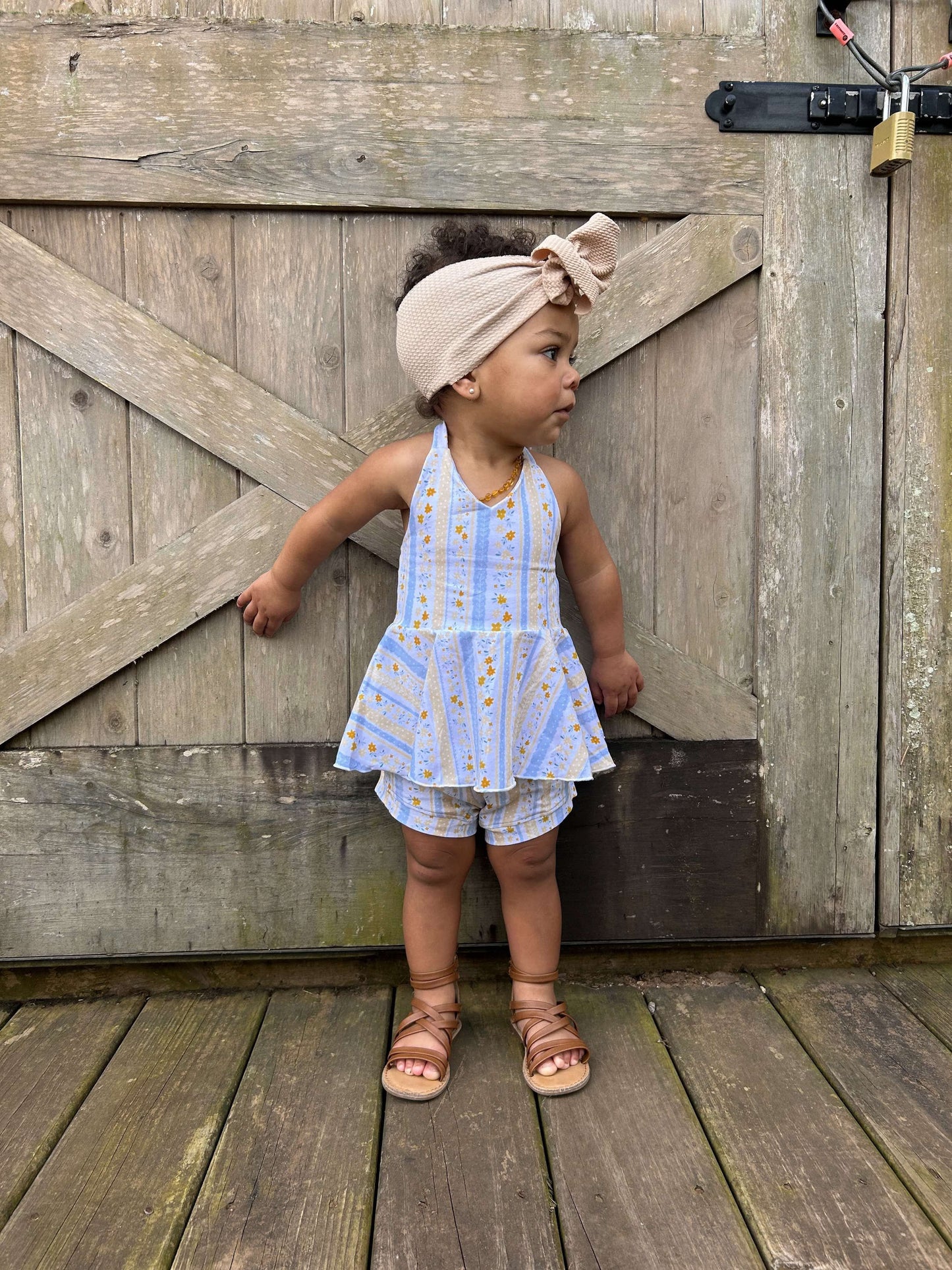 Yellow Floral Peplum Set (FINAL SALE)