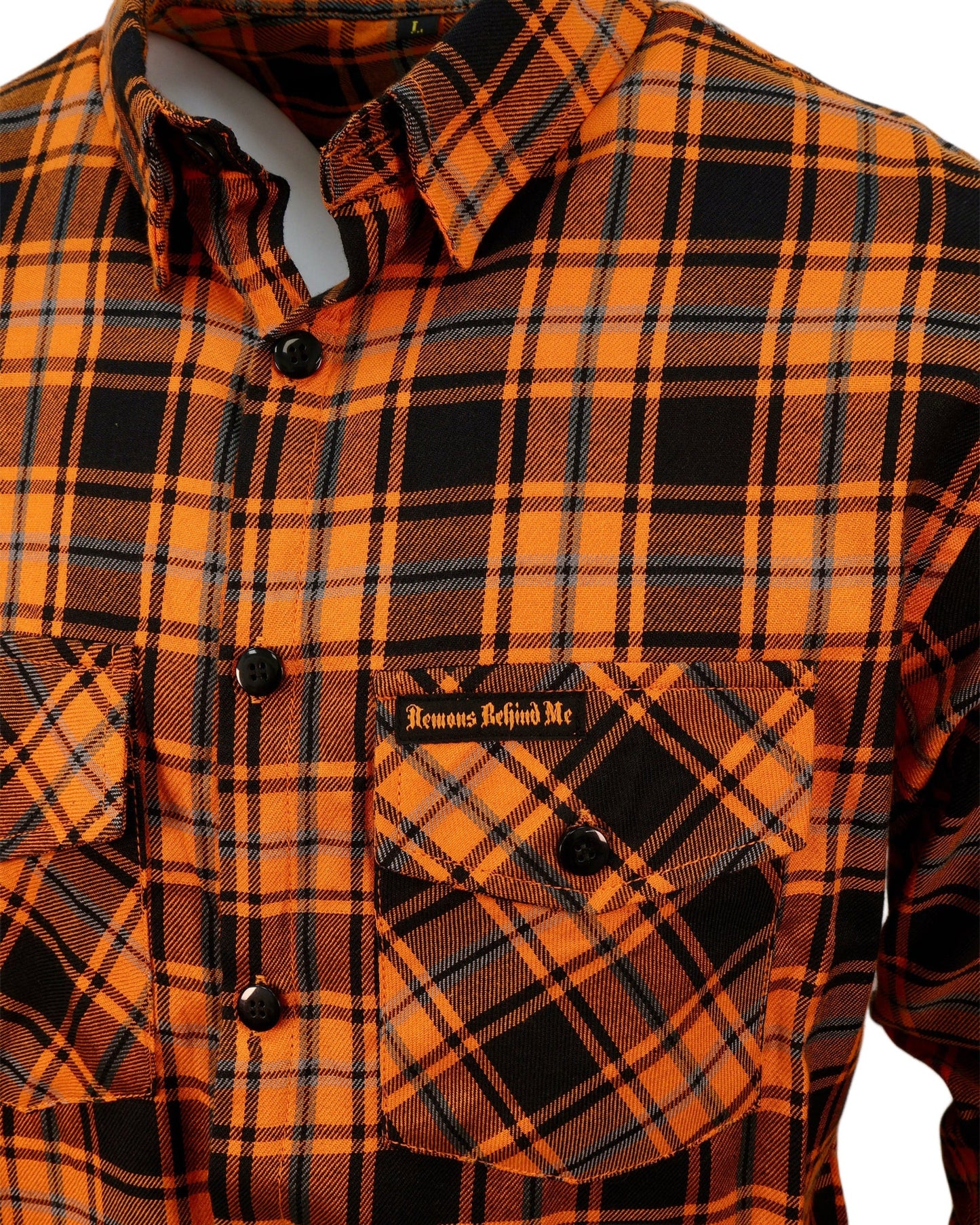 The "Harvest" Orange, Black & Gray Flannel (Hidden Snap Collars)