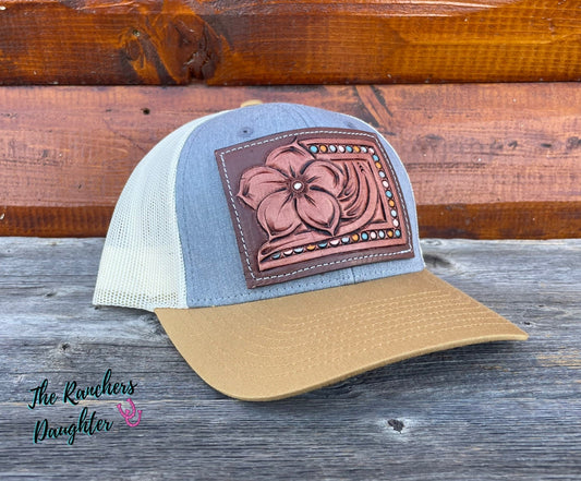 Pansy Leather Patch Trucker Cap