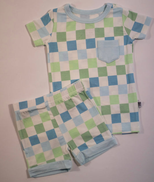 Ocean Checks Bamboo Short Set (FINAL SALE)