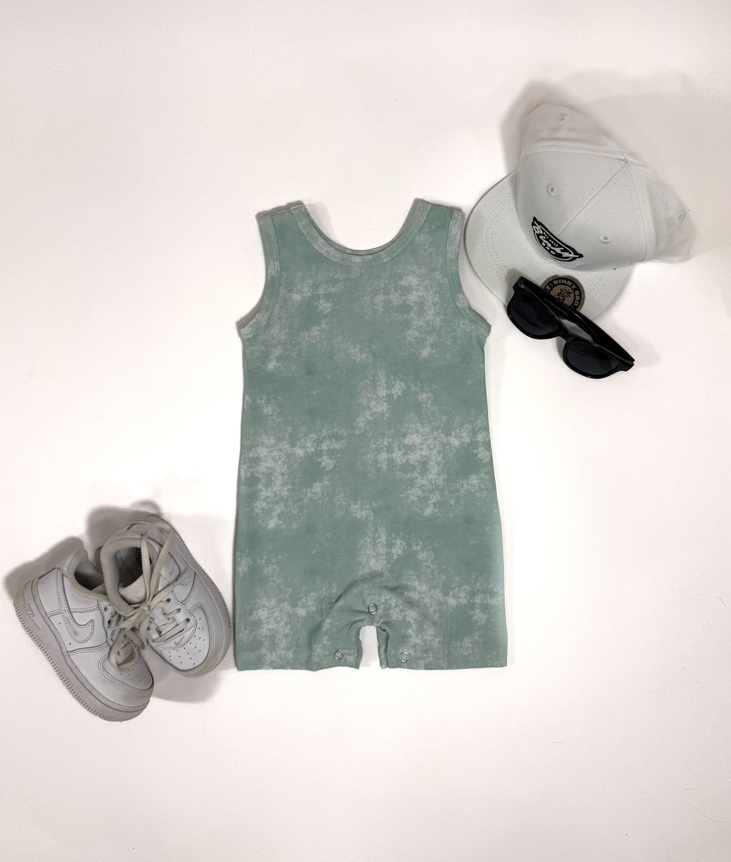 Mint Tie Dye Tank Top Romper (FINAL SALE)