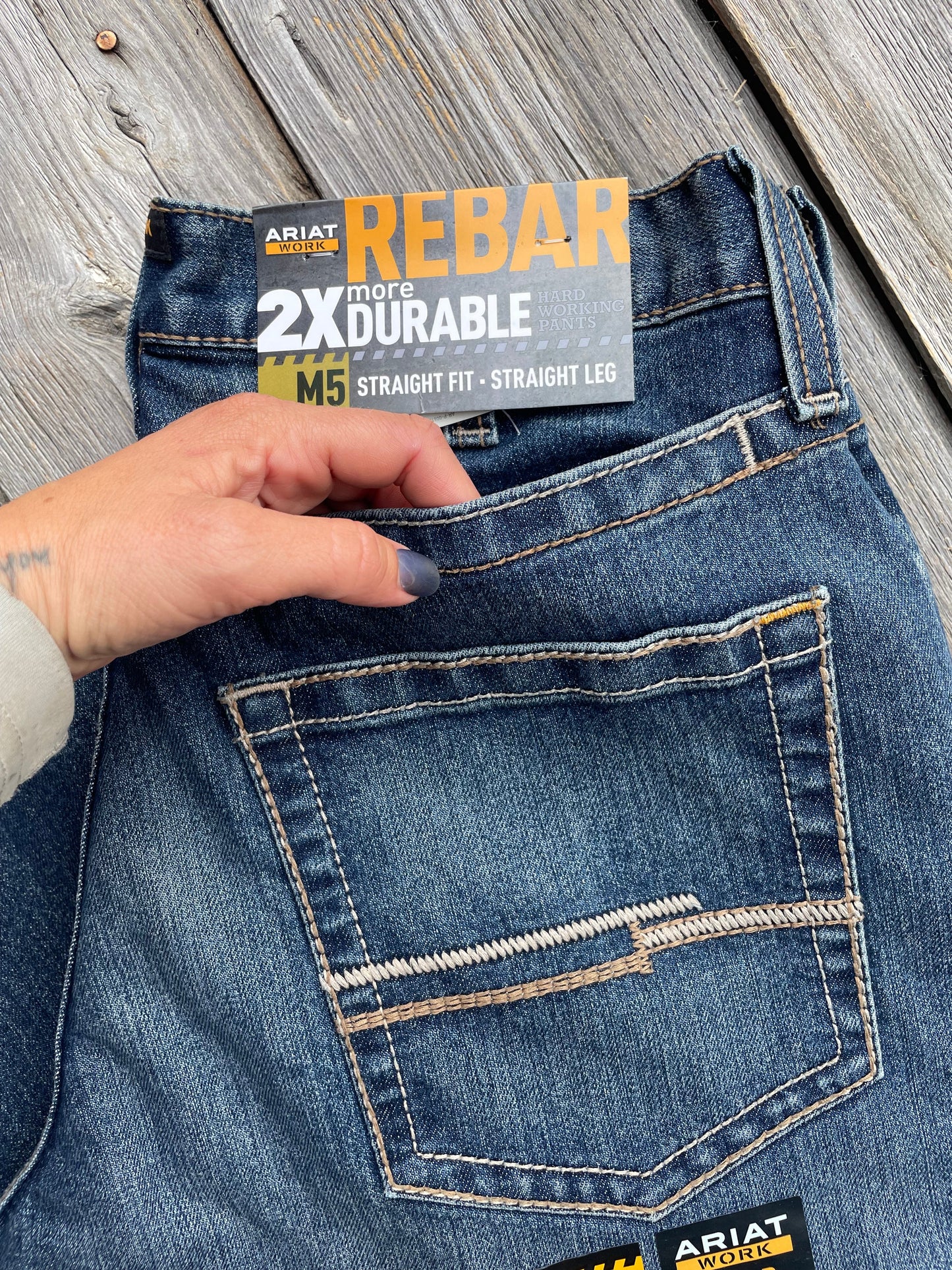 Ariat Men's Rebar M5 Straight Rail Straight Jean