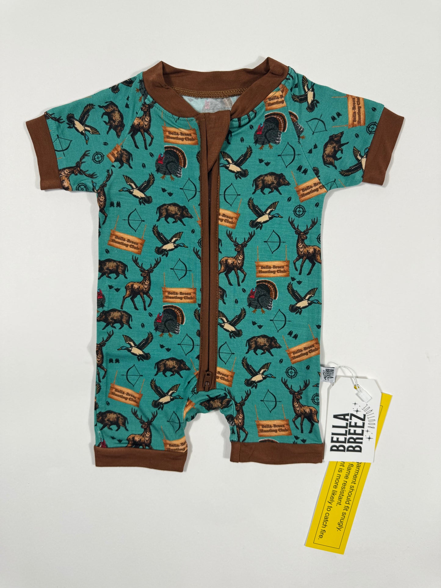 TEAL Bella-Breez Hunting Club Bamboo Shortie Romper (FINAL SALE)