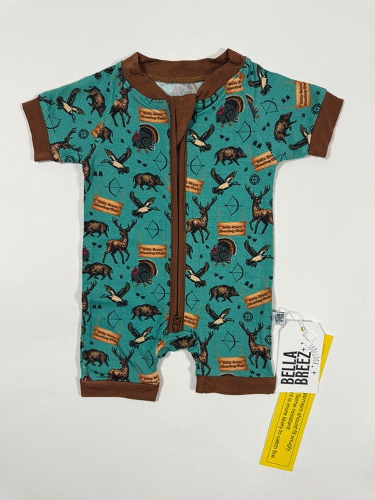 TEAL Bella-Breez Hunting Club Bamboo Shortie Romper (FINAL SALE)