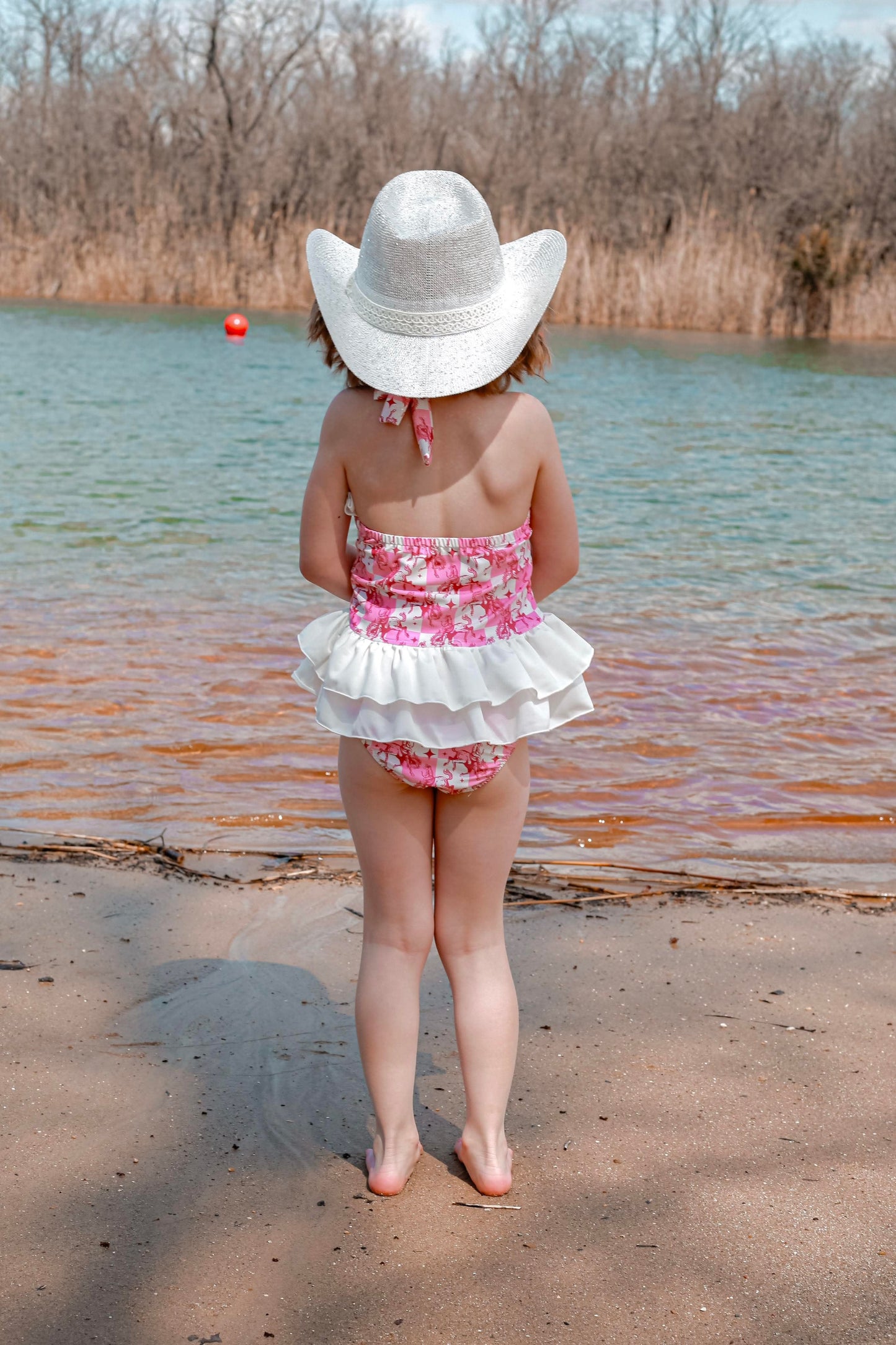 Pink Buckin’ Broncs Ruffled Swim Suit (FINAL SALE)